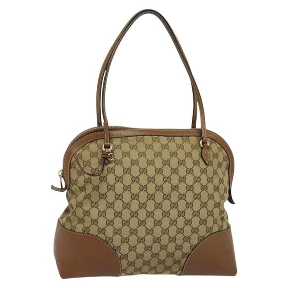 GUCCI GG Canvas Shoulder Bag Beige Gold - Picture 1 of 16